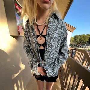 THE RAGGED PRIEST UTILITY SWIRL MARBLE PATTERN WORKWEAR JACKET